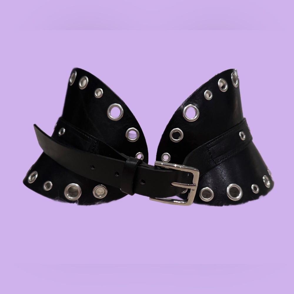 🍒 ZARA - black wide studded belt